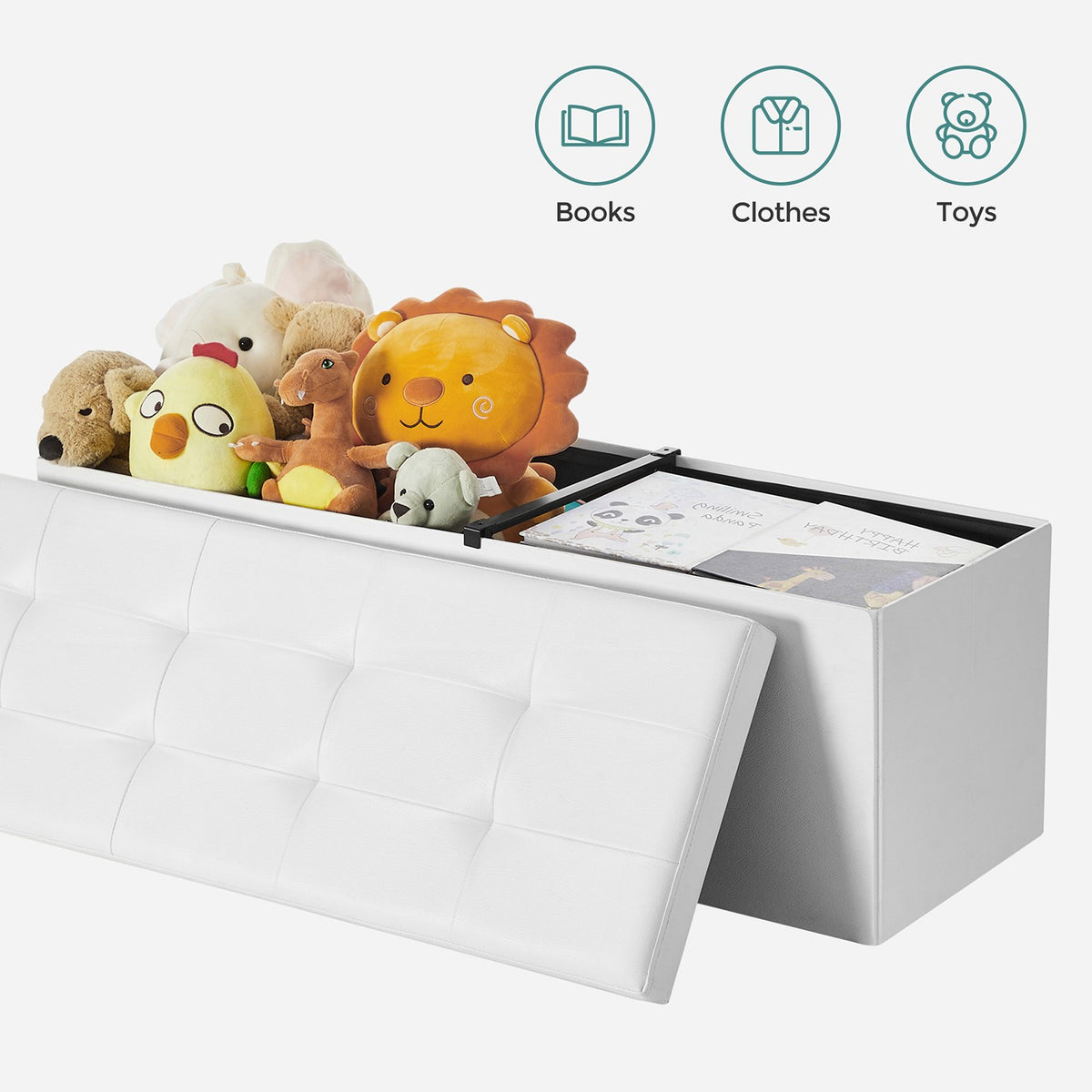 MAZIE Collection - 43 Inches Folding Storage Ottoman Bench with Flipping Lid