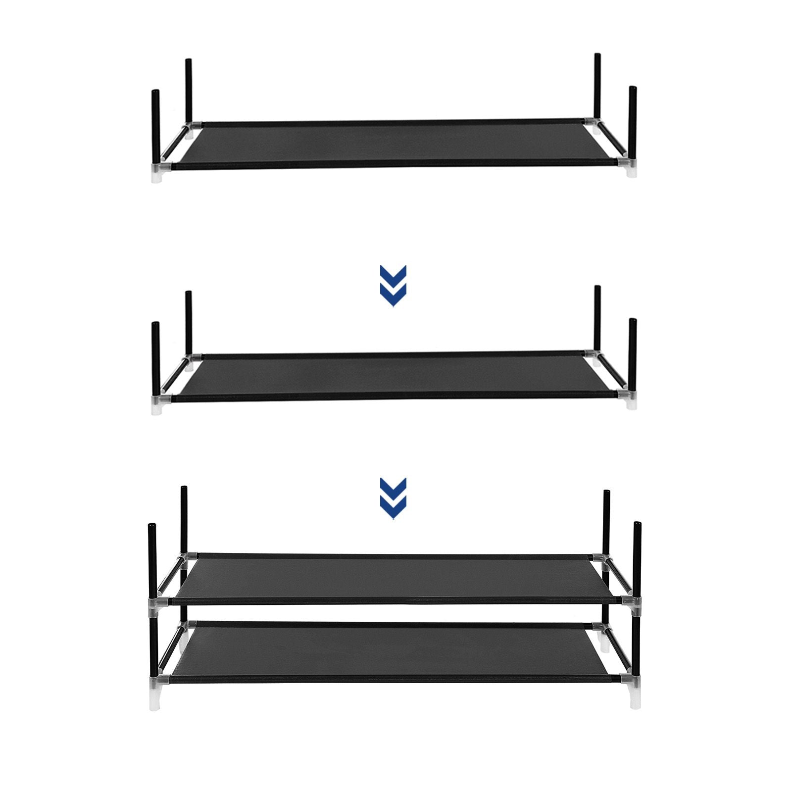Black Fabric 10 Tiers Shoe Storage Rack