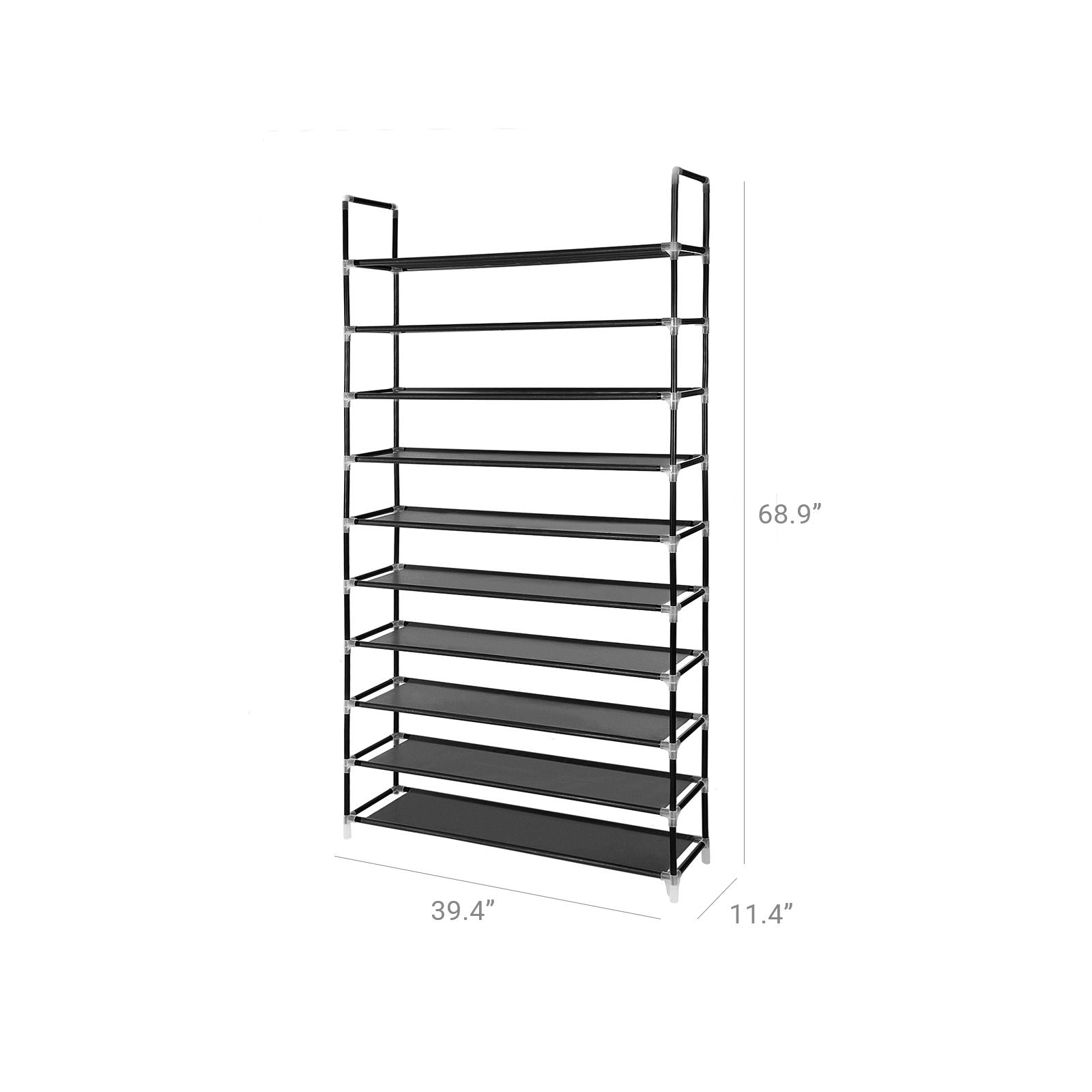 Black Fabric 10 Tiers Shoe Storage Rack