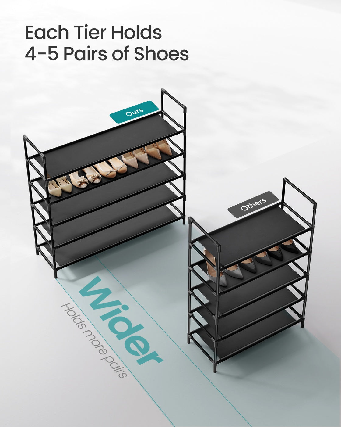 5-Tier Shoe Rack with Metal Frame