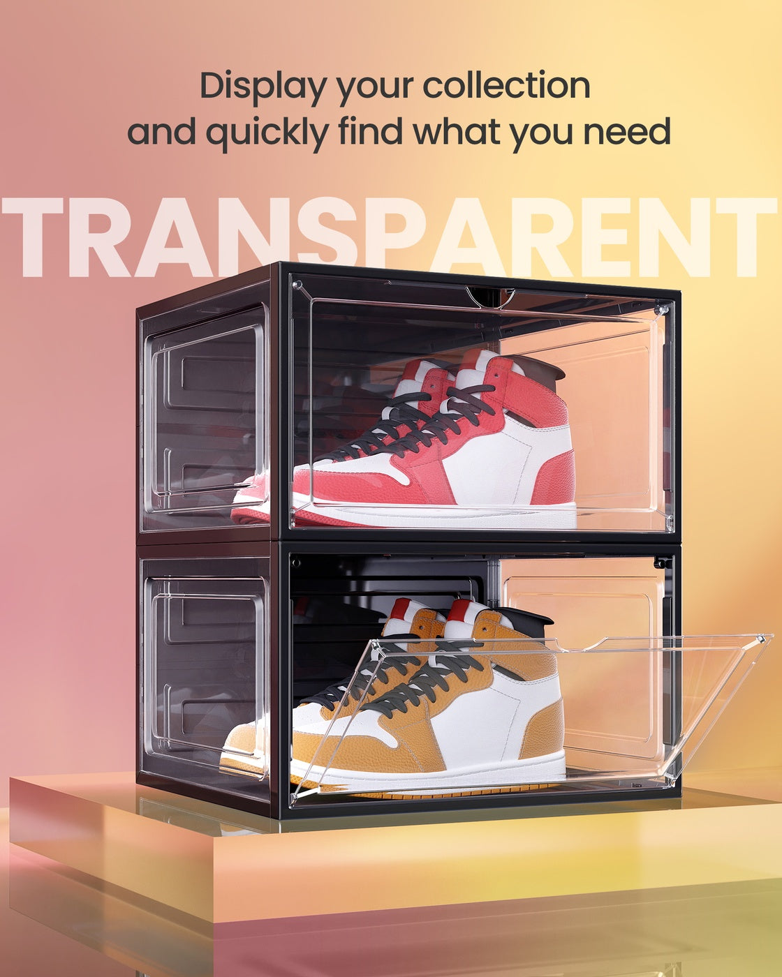 Shoe Boxes - Stackable - 13 x 11.2 x 7.6 inches - Set of 6