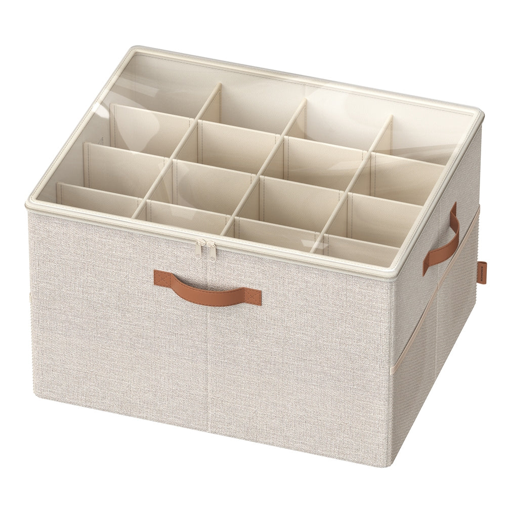 Shoe Organizer for Closet - Fits 16 Pairs - Cappuccino Beige