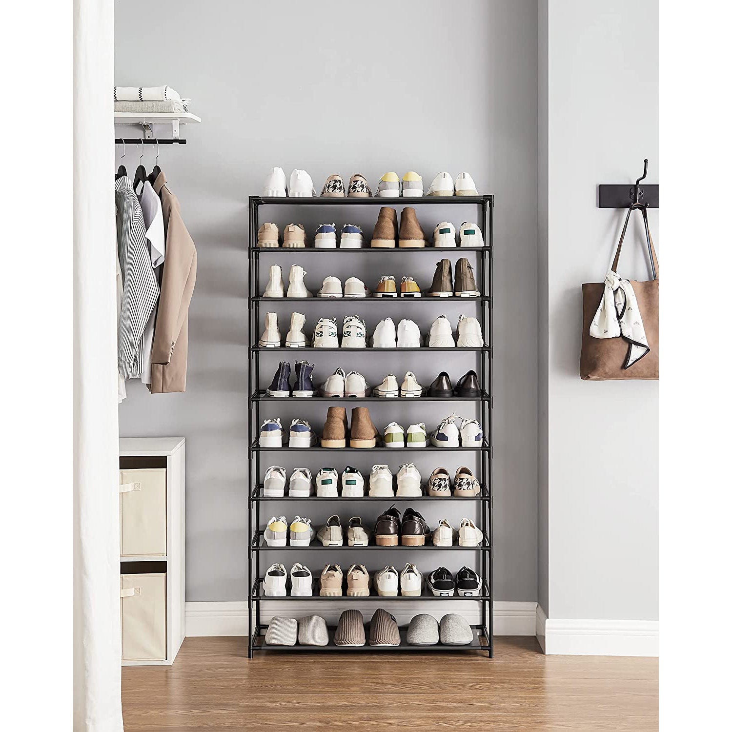 10-Tier Shoe Rack for Closet Holds Up to 40 Pairs Shoes and Boots