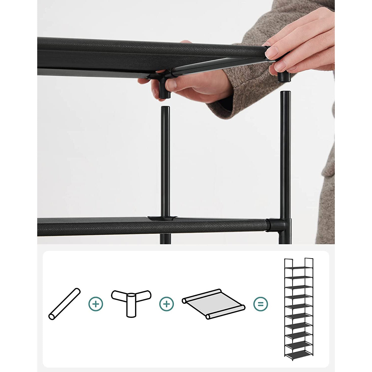 10-Tier Shoe Rack for Closet Holds Up to 40 Pairs Shoes and Boots