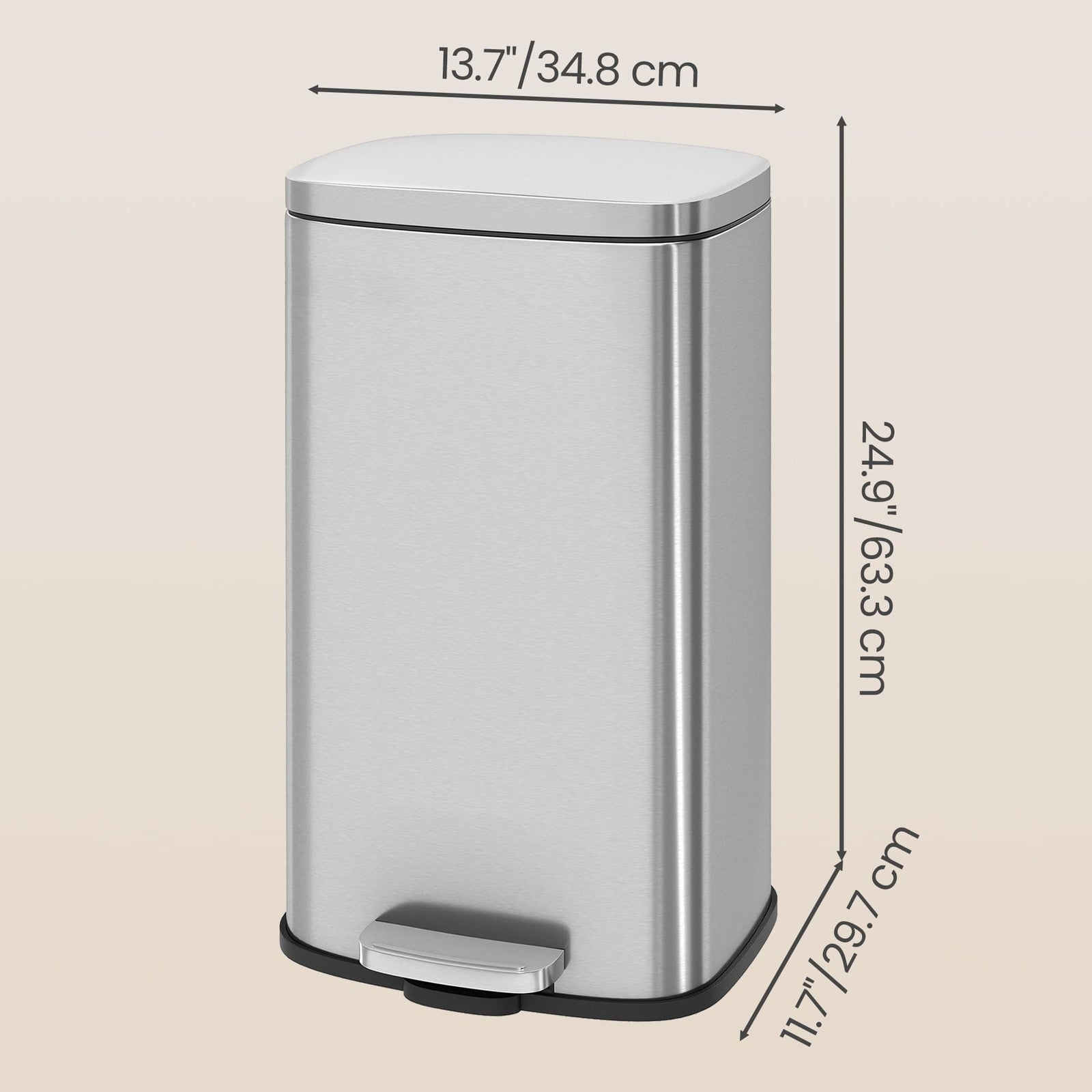 Stainless Steel Step Trash Can with Lid for Kitchen Use