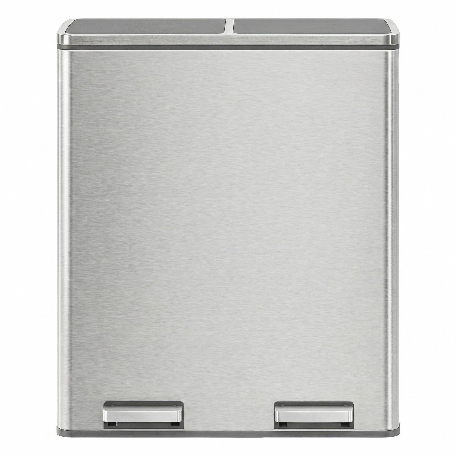 Dual Compartment Kitchen Trash Can with Airtight Hinged Lids - Silver, Black - 23.2”L x 14.4”W x 25.6”H