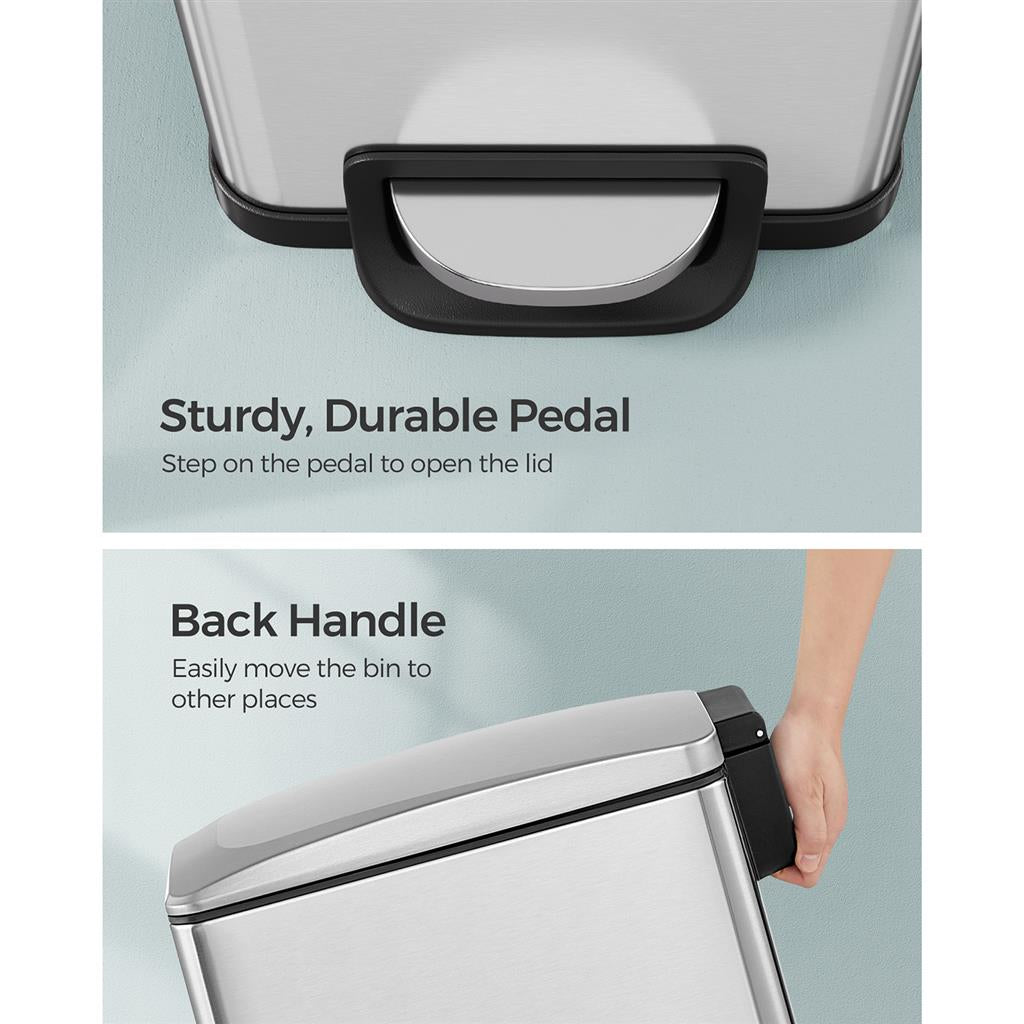 Garbage Can - 13 Gallon - Narrow Design - Soft-Close Lid