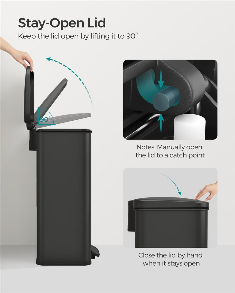 10.5 Gallon Kitchen Trash Can with Lid - Black