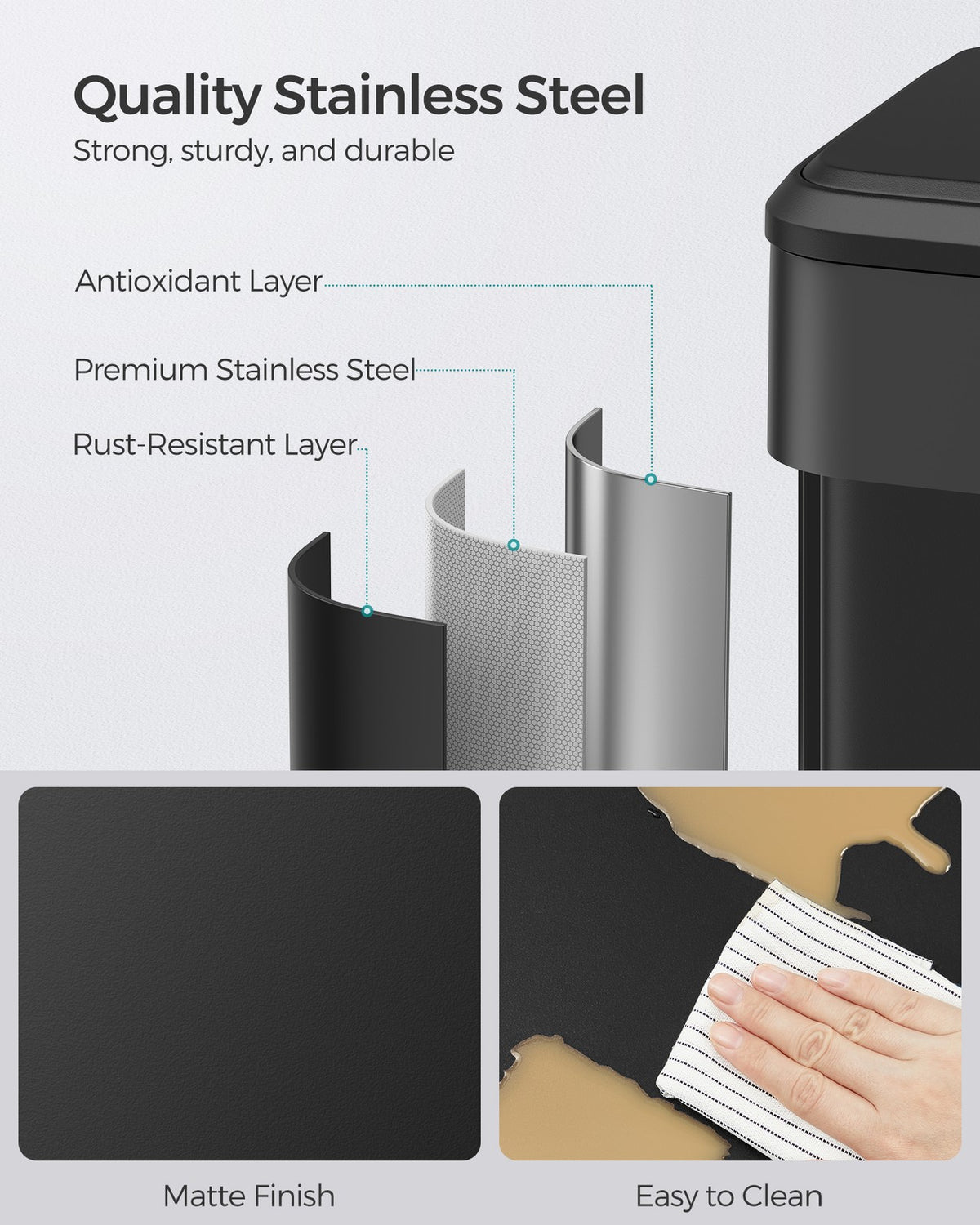 Kitchen Trash Can - 10.5-Gallon - Wide Foot Pedal - Soft-Close Lid