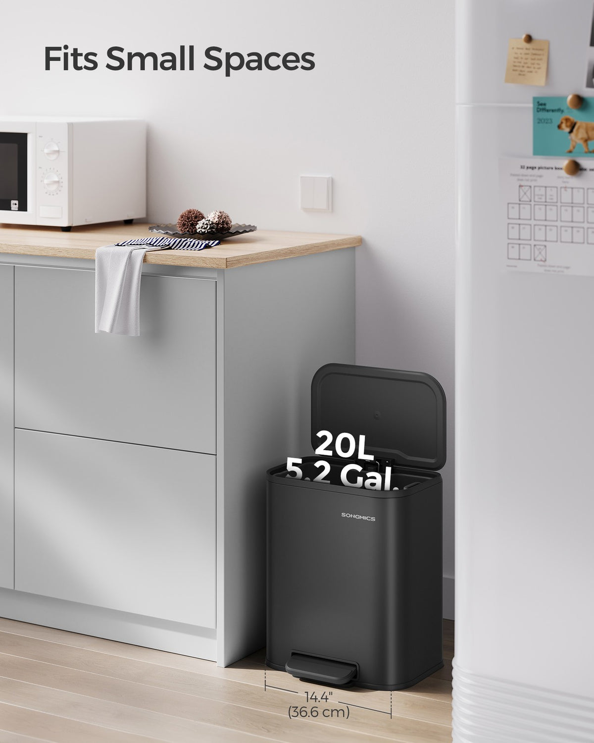 5.2-Gallon (20L) Kitchen Trash Can with Lid - Ink Black