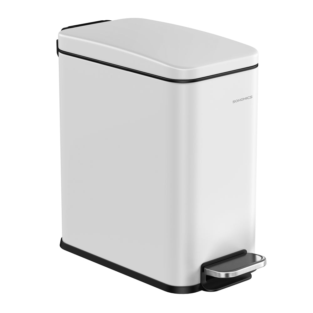 1.3 Gallon Small Trash Bin with Lid - White - 11.8”L x 5.6”W x 11.4”H