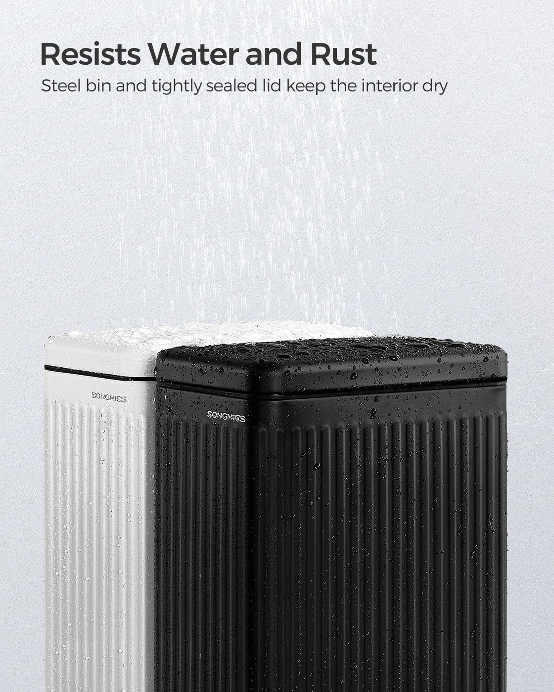 2.6-Gallon Stainless Steel Bathroom Trash Can with Lid Black - Black