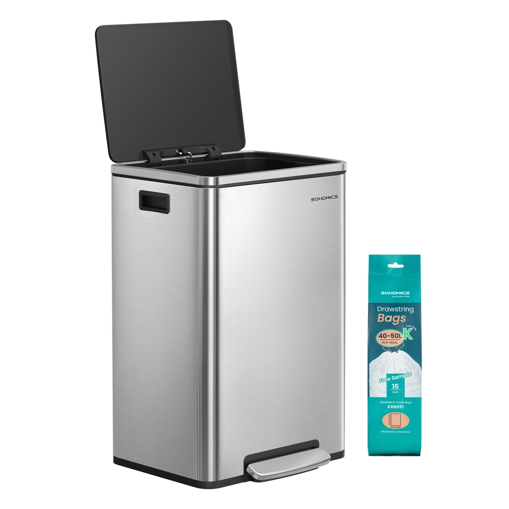 13-Gallon Trash Can with Soft-Close Lid - Silver