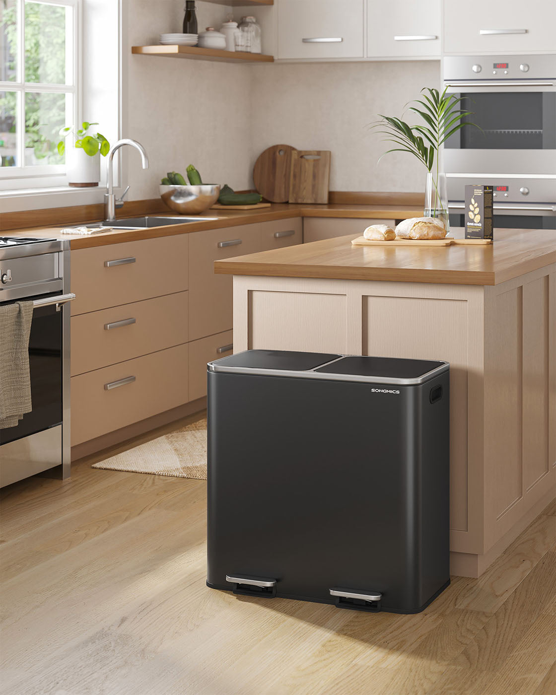 Kitchen Trash Can - 2 x 10.6 Gallon - 2 Compartments