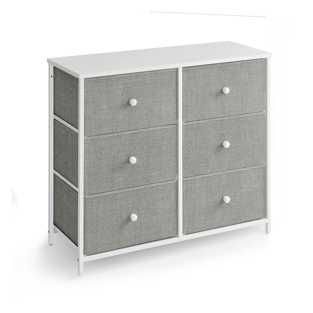 6 Drawer Chest with Metal Frame - Light Gray, White