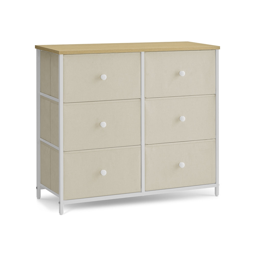 6 Drawer Chest with Metal Frame - White, Oak