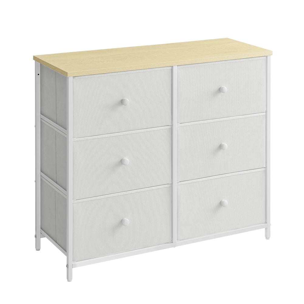 6 Drawer Chest with Metal Frame - White, Oak (ULTS323W57)
