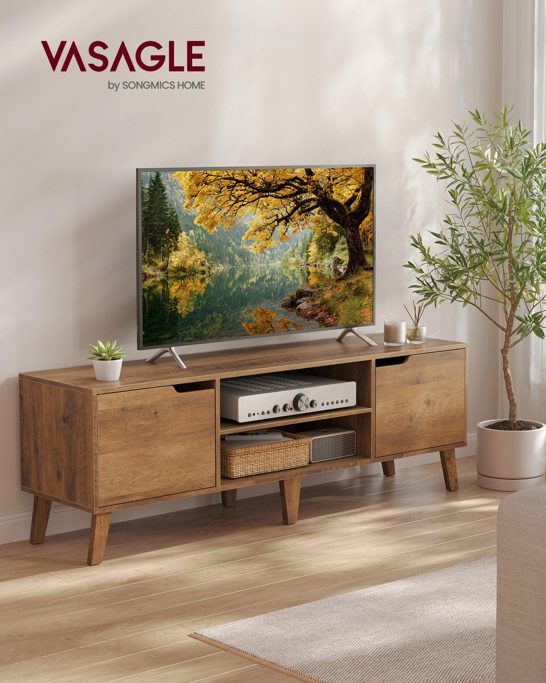 TV Stand for 65-Inch TVs - Entertainment Center with Adjustable Shelf - 58-Inch Long Media Console Table