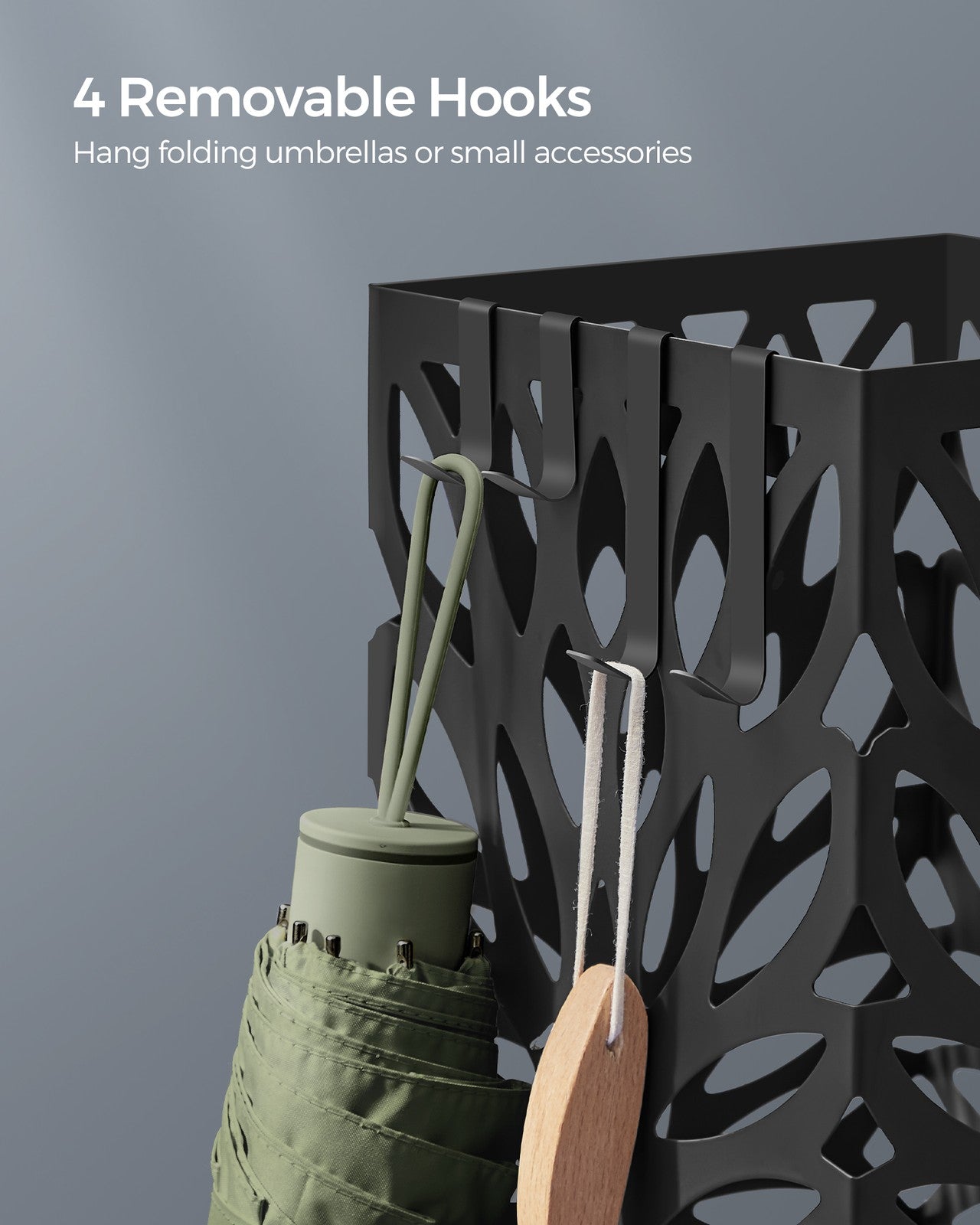 Steel Square Umbrella Stand Freestanding - for Canes Walking Sticks - Black
