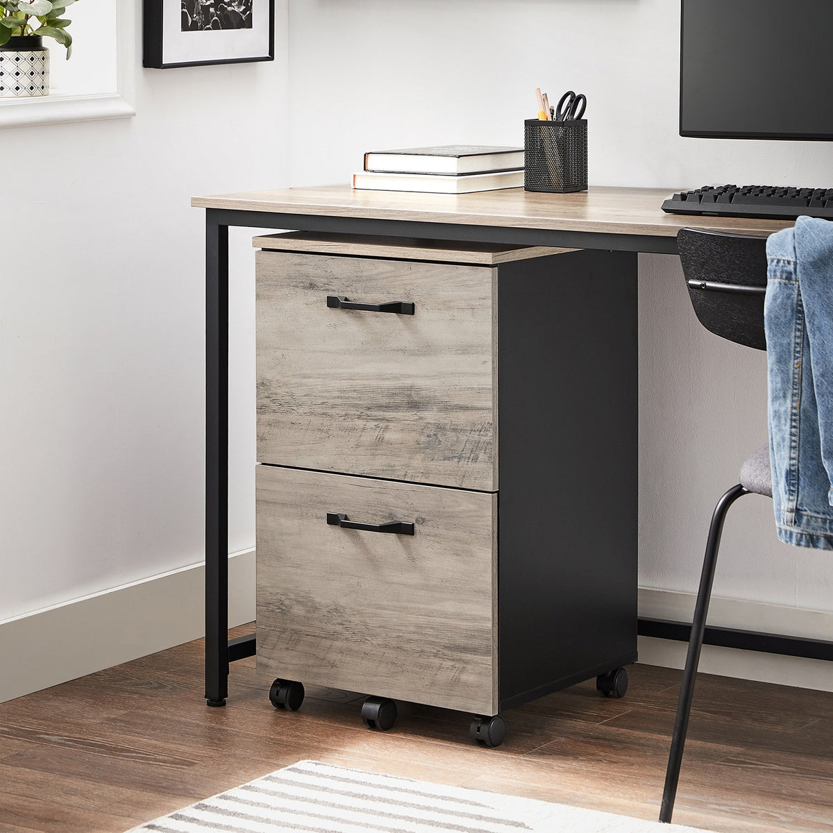 File Cabinet - 2-Drawer - Rolling - Industrial Style