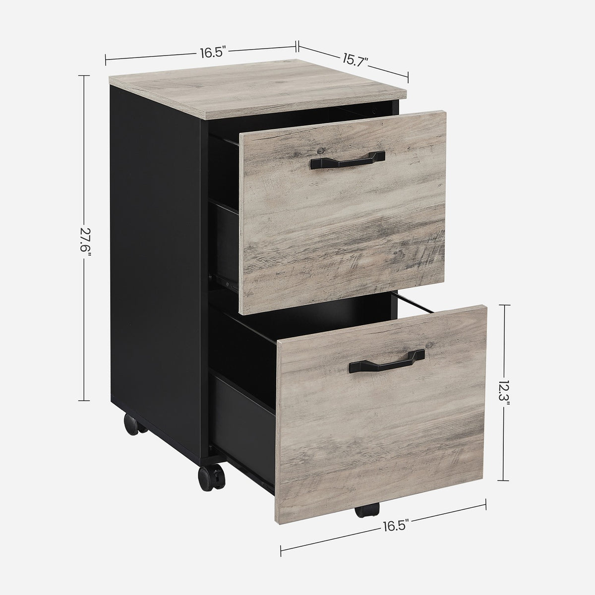 File Cabinet - 2-Drawer - Rolling - Industrial Style
