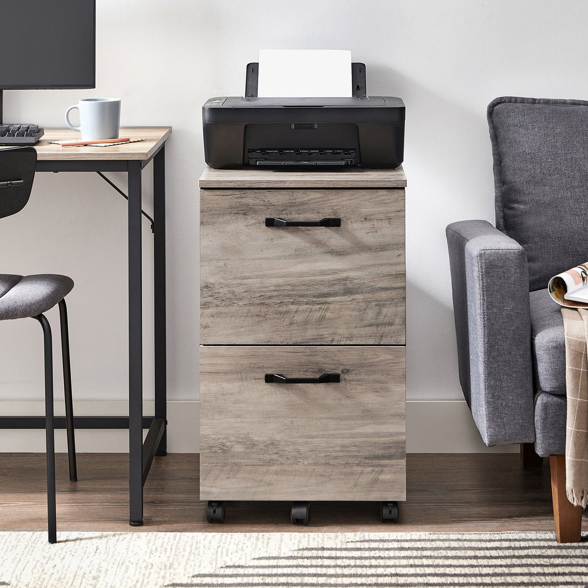 File Cabinet - 2-Drawer - Rolling - Industrial Style