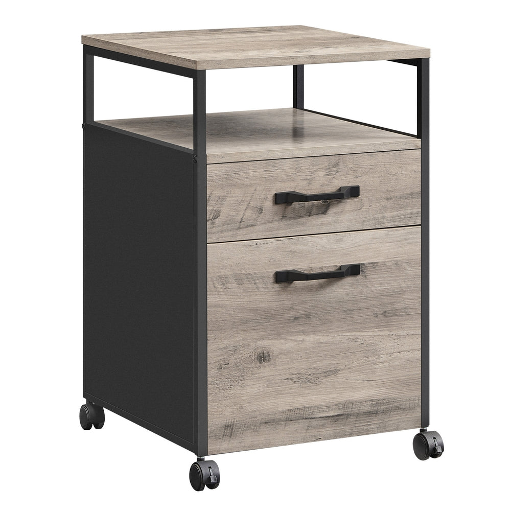 File Cabinet - Mobile Filing Cabinet with Wheels - Heather Greige and Ink Black - Heather Greige, Ink Black