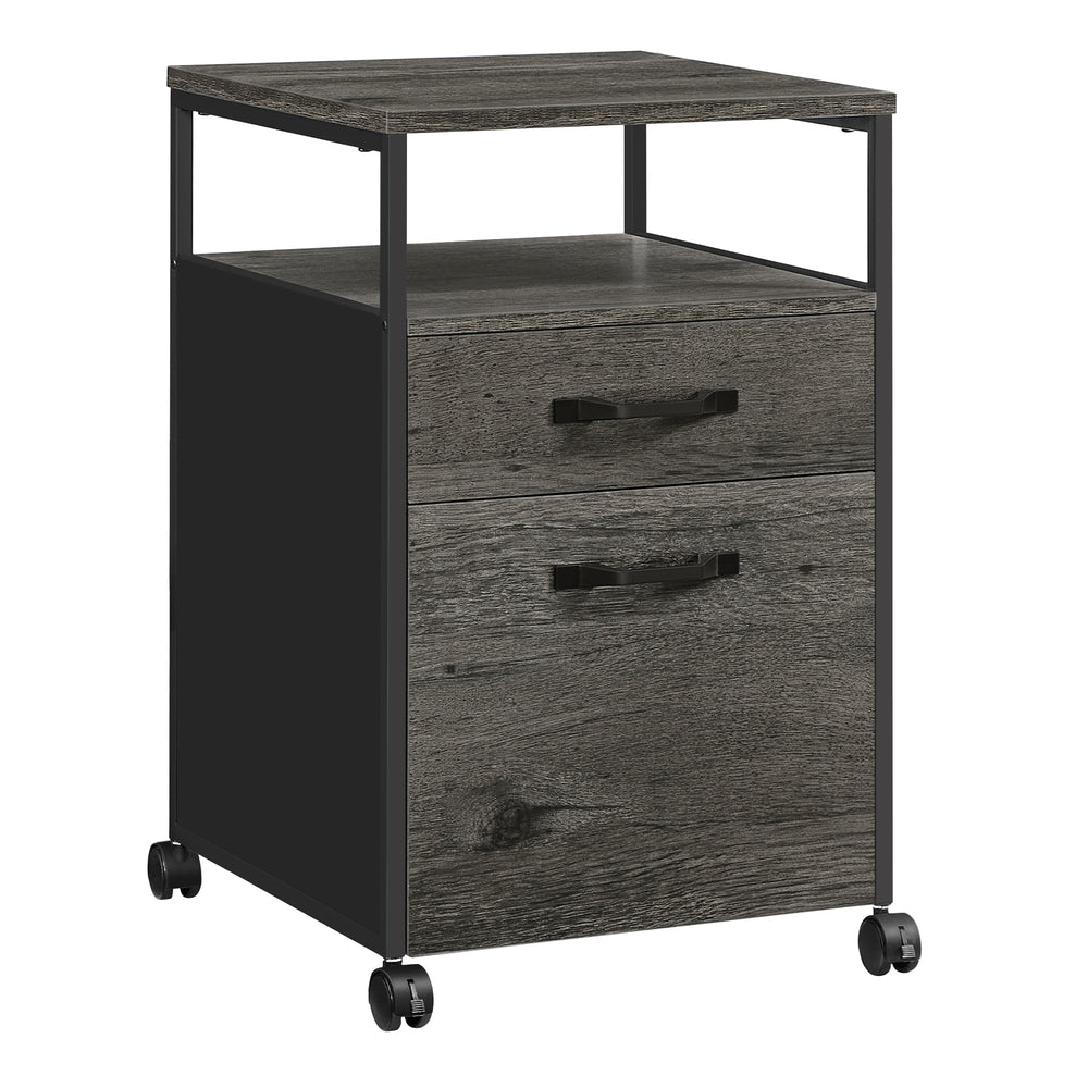 File Cabinet - Mobile Filing Cabinet with Wheels - Heather Greige and Ink Black - Charcoal Gray, Ink Black