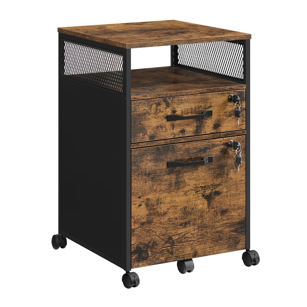 File Cabinet - 2 Drawers - 4A Letter Size - Black - Rustic Brown, Ink Black