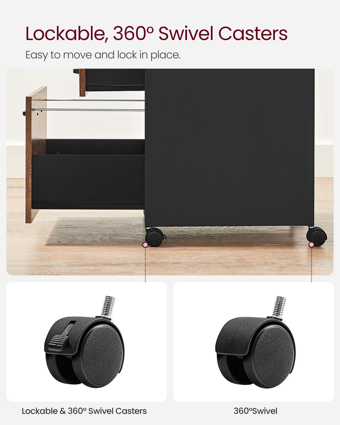 Mobile Filing Cabinet with Wheels