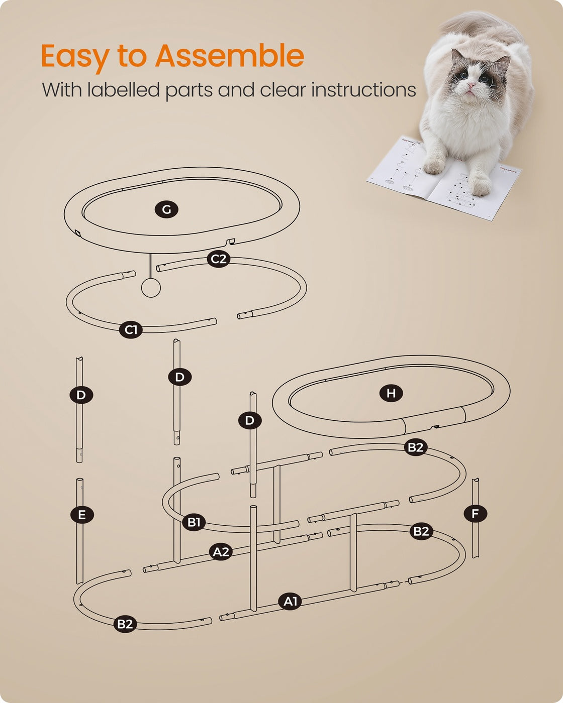 2-Tier Elevated Cat Bed for Multi-Cat Households Dove Gray