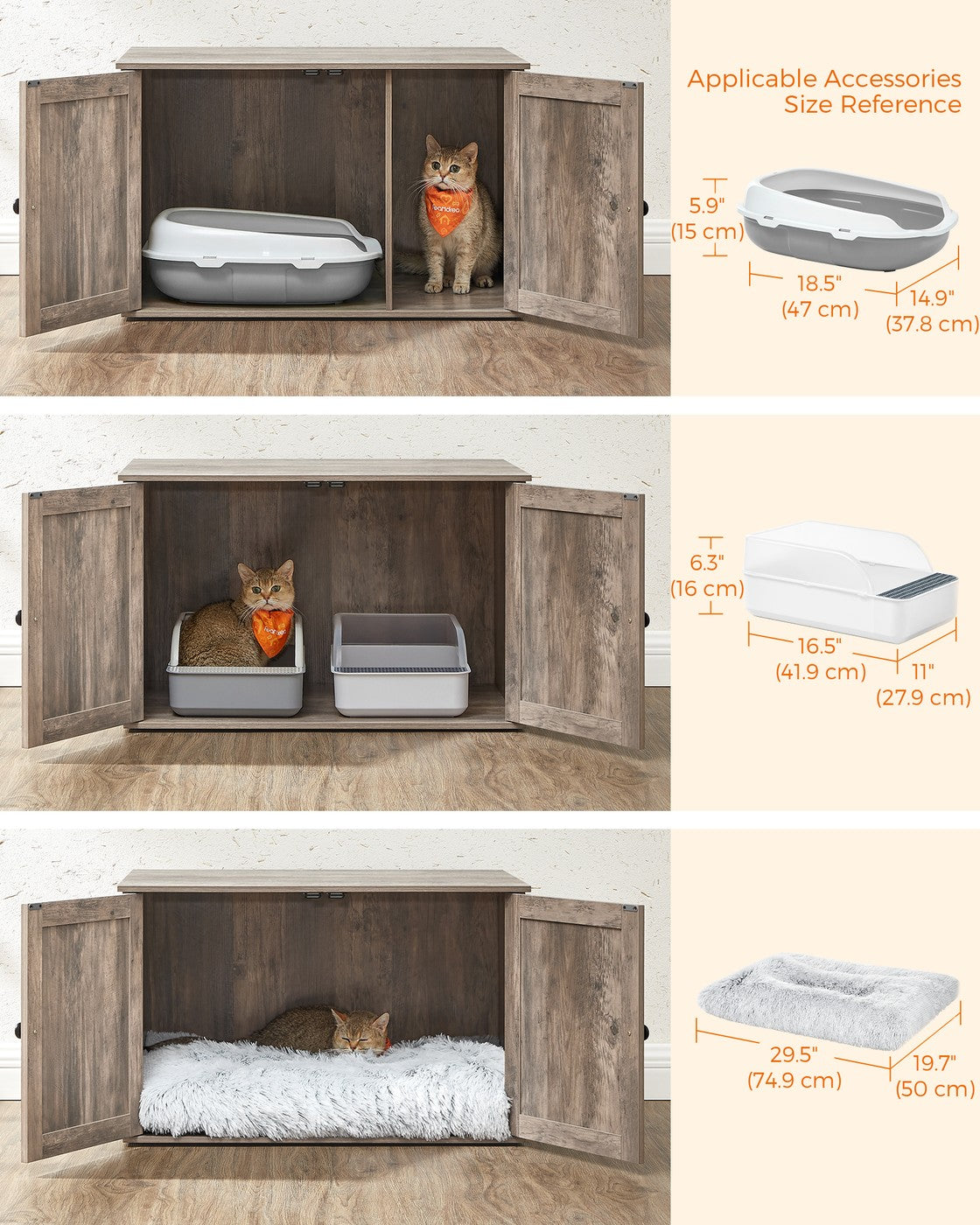 Cat Litter Box Enclosure with Removable Divider - Greige