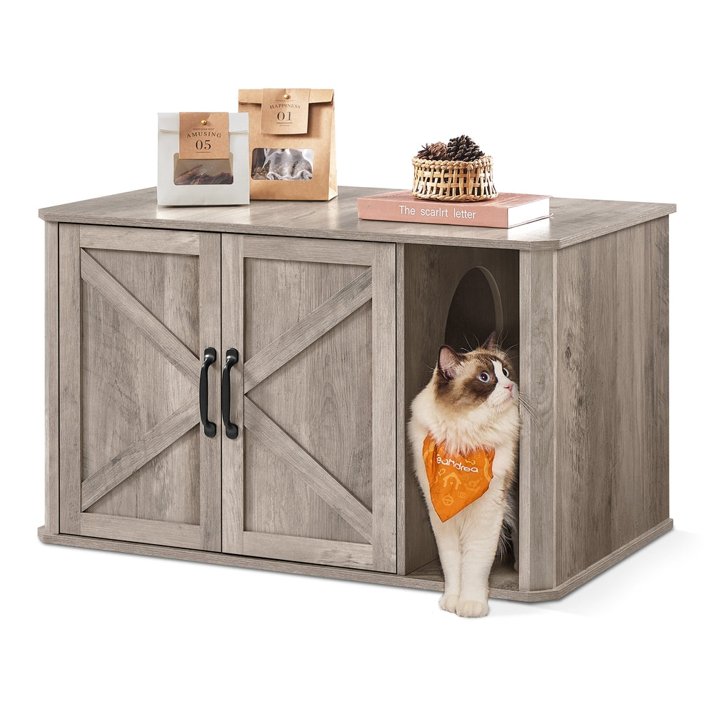 Litter Box Enclosure Modern Cat Litter Box Furniture Hidden - Heather Greige