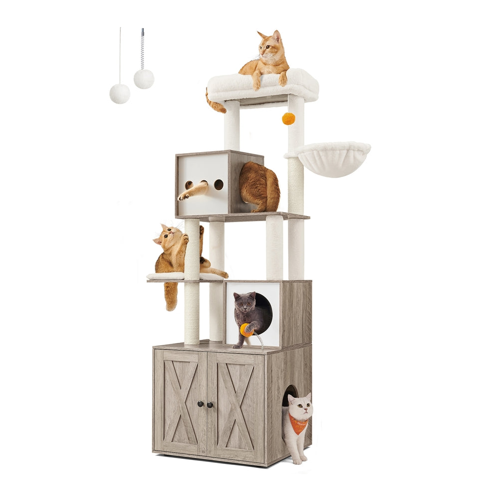 72.8-Inch Tall Cat Tree with Litter Box Enclosure