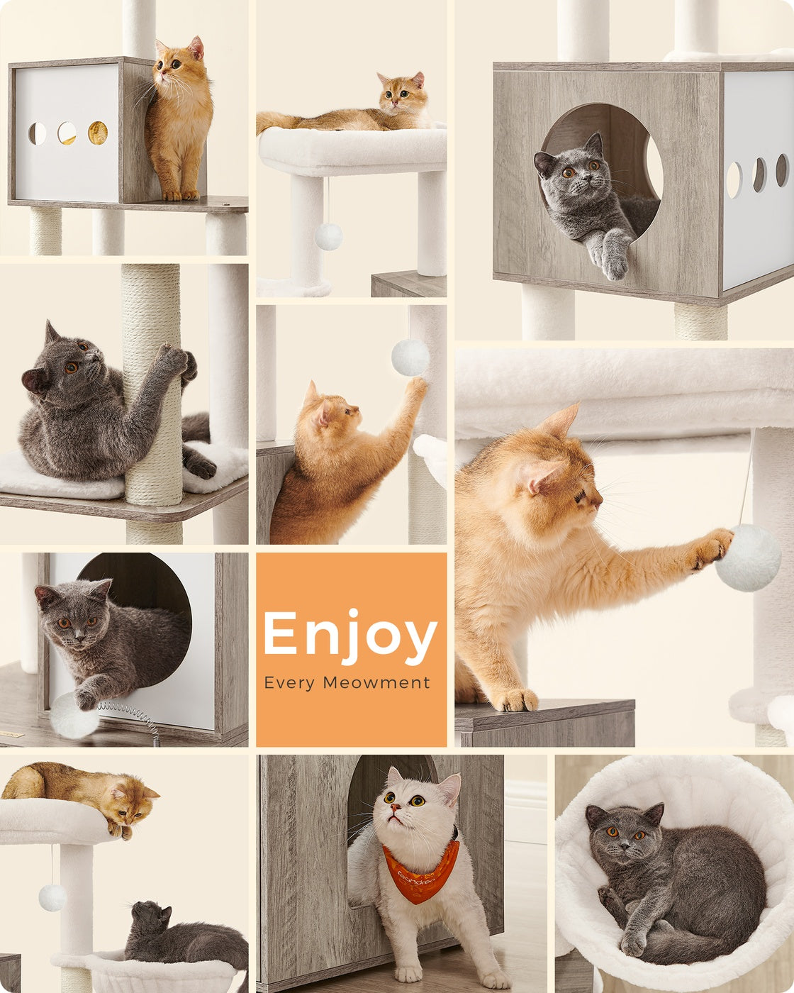 72.8-Inch Tall Cat Tree with Litter Box Enclosure