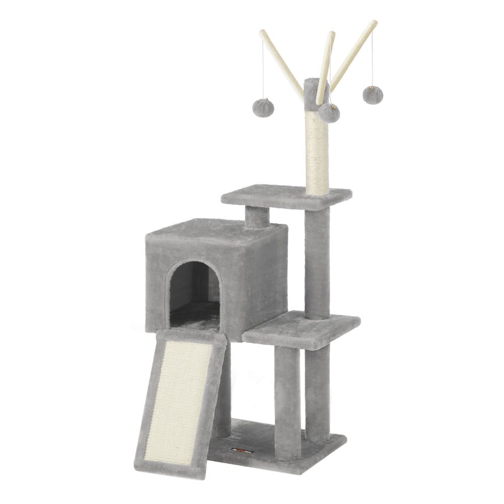 46.5-Inch Cat Tower for Indoor Cats - Light Gray