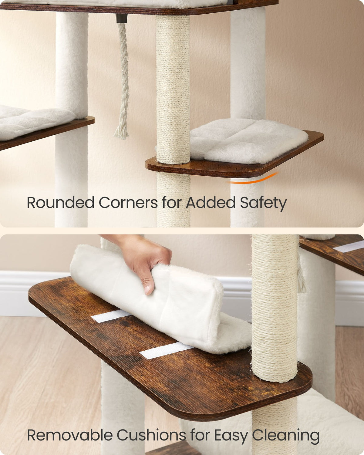 Modern Cat Tree - 77.5-Inch Tall - Multi-Level Condo