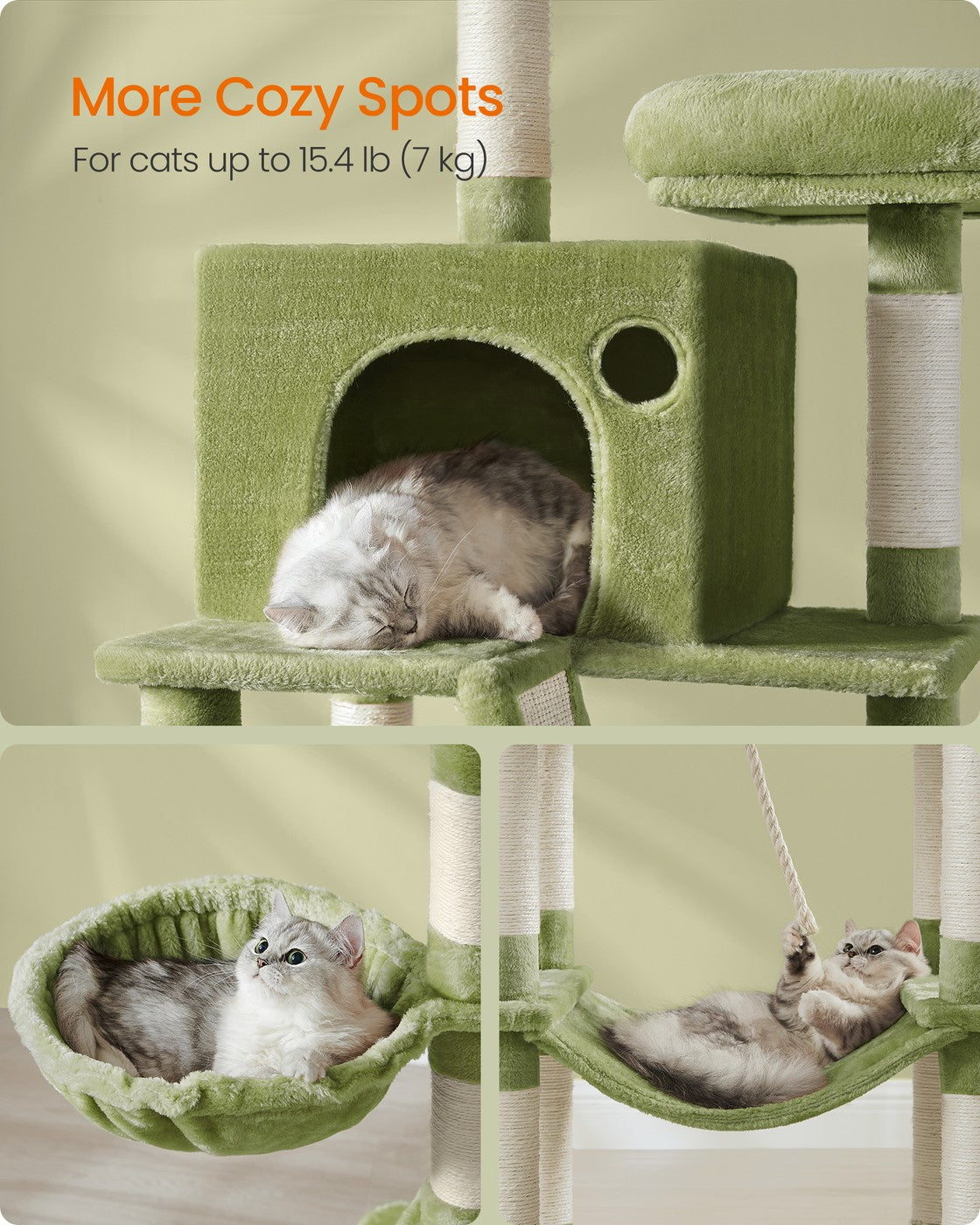 81.1" Large Multi-Level Cat Tree with 13 Scratching Posts - Smoky Gray