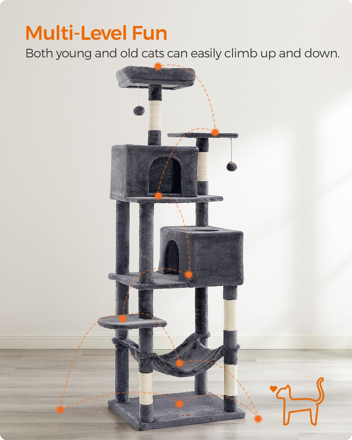 75.2-Inch Large Cat Tree Smoky Gray - Smoky Gray