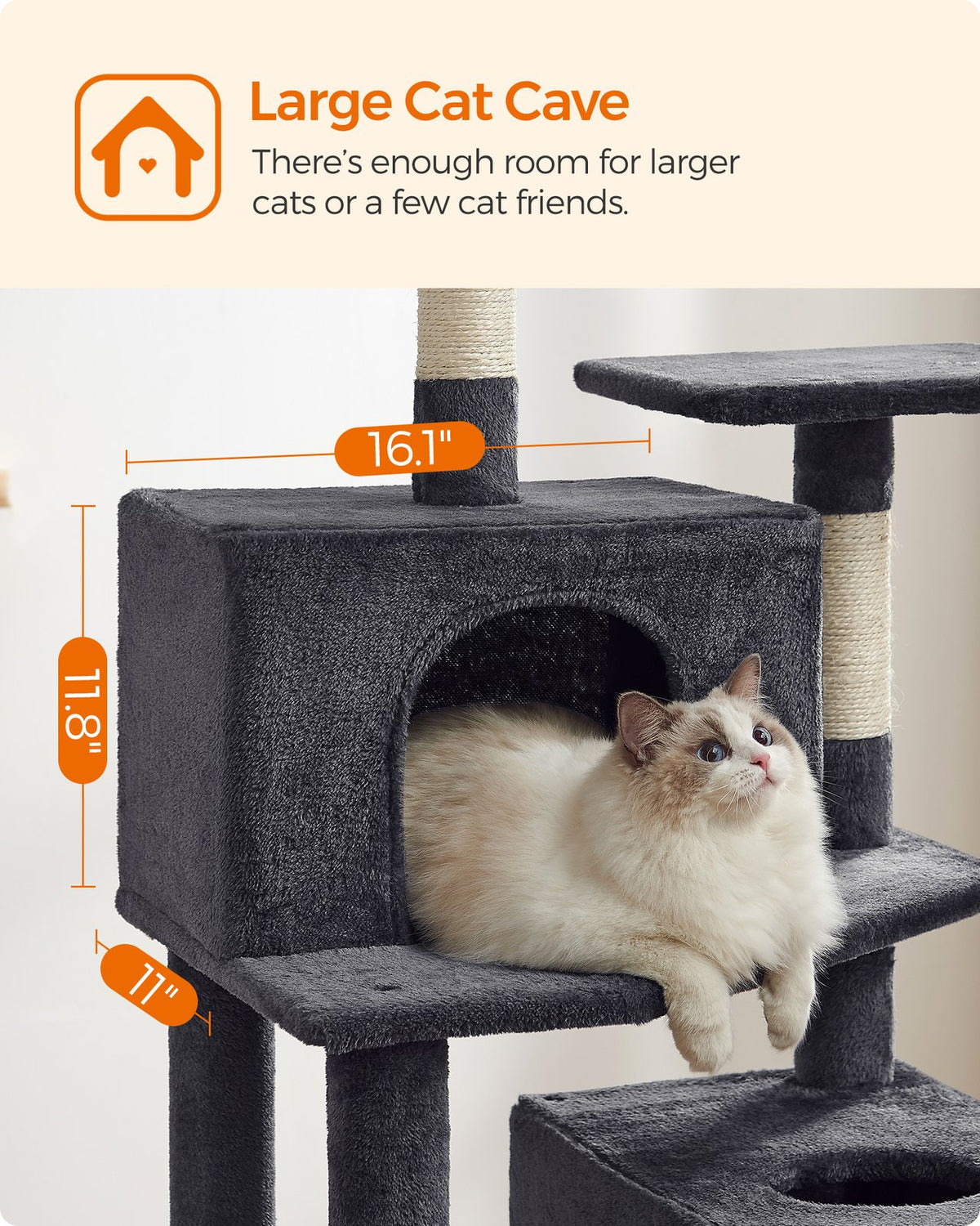 75.2-Inch Large Cat Tree Smoky Gray - Smoky Gray