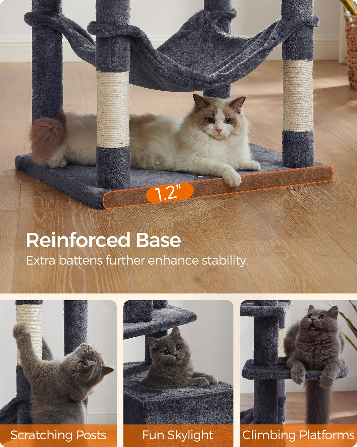 75.2-Inch Large Cat Tree Smoky Gray - Smoky Gray