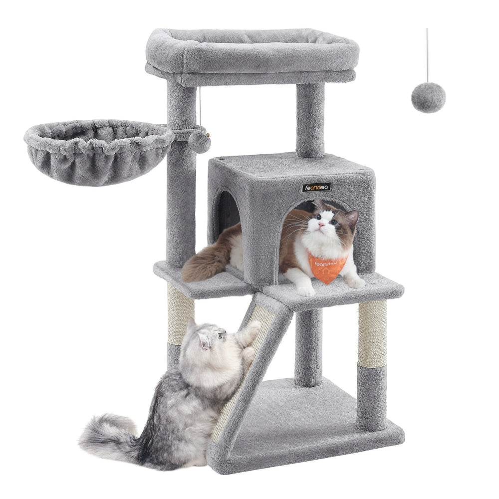 Small Cat Tower with Widened Perch for Large Cats Indoor - Light Gray