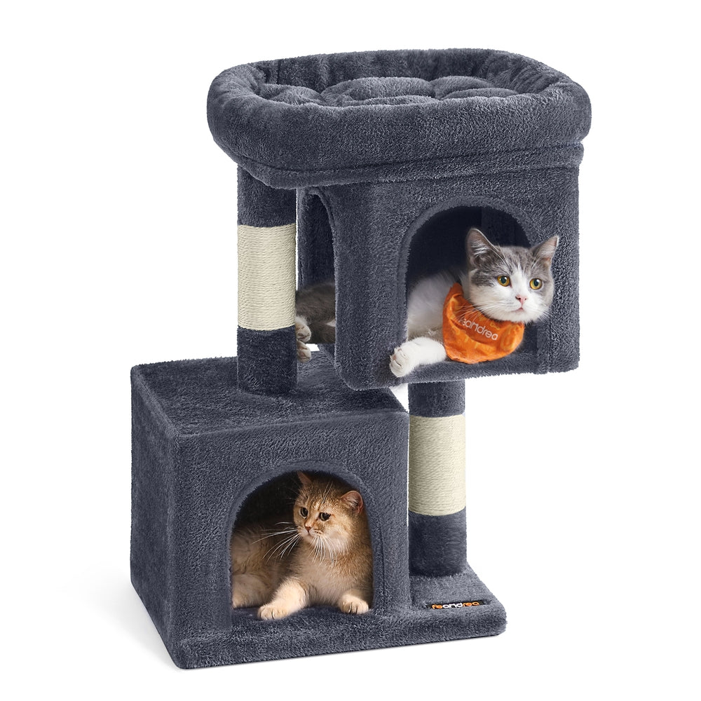 33.1-Inch Cat Tower for Large Cats Up to 16 Lb - Smoky Gray - 15.7"L x 11.8"W x 26.4"H