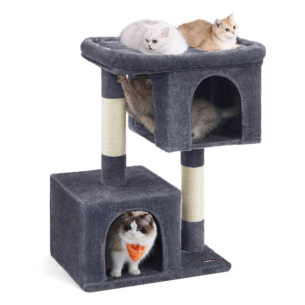 33.1-Inch Cat Tower for Large Cats Up to 16 Lb - Smoky Gray - 26.8"L x 18.9"W x 39.8"H