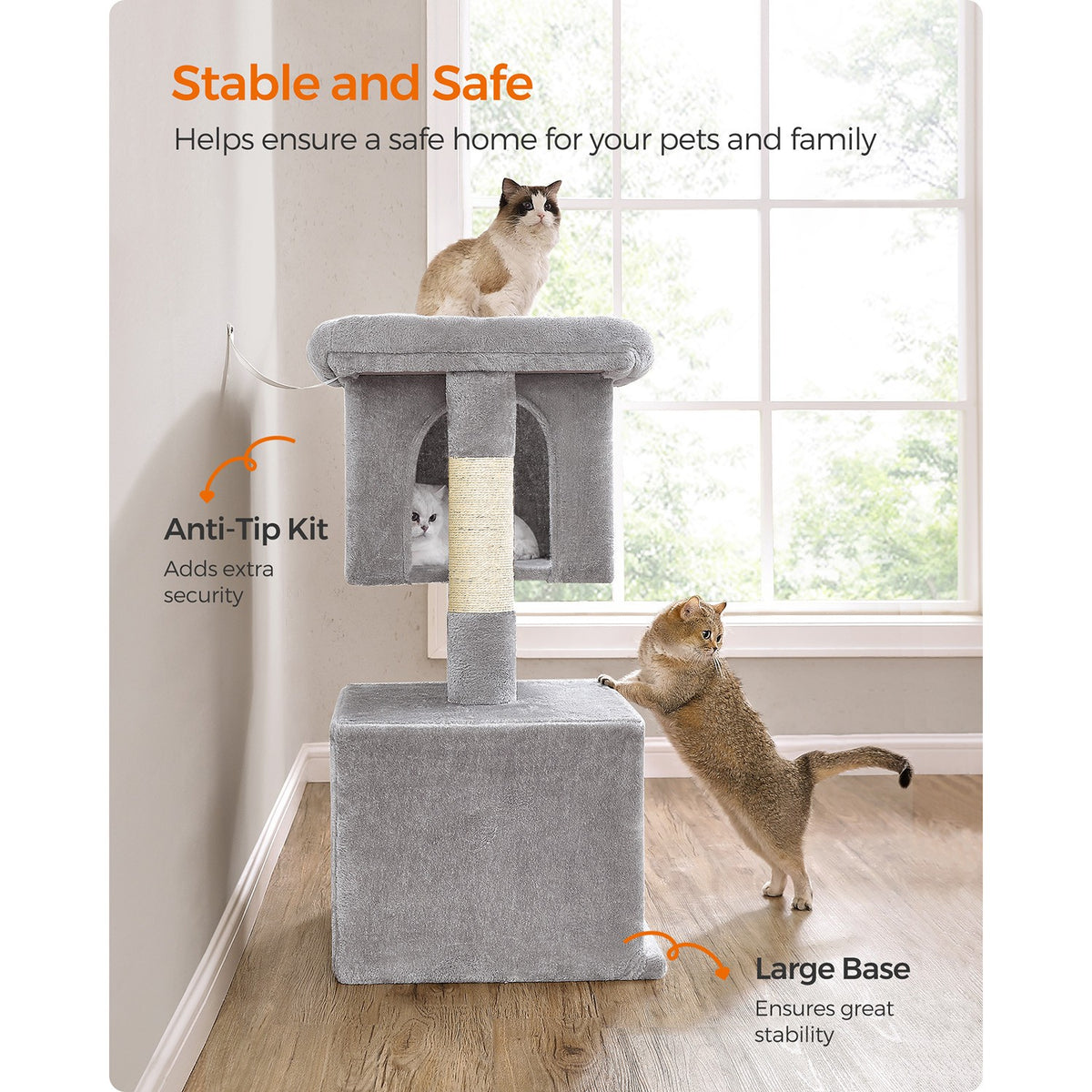 Cat Tree - Sisal Scratching Posts - For Cats Up to 16 lb - 33.1-Inch