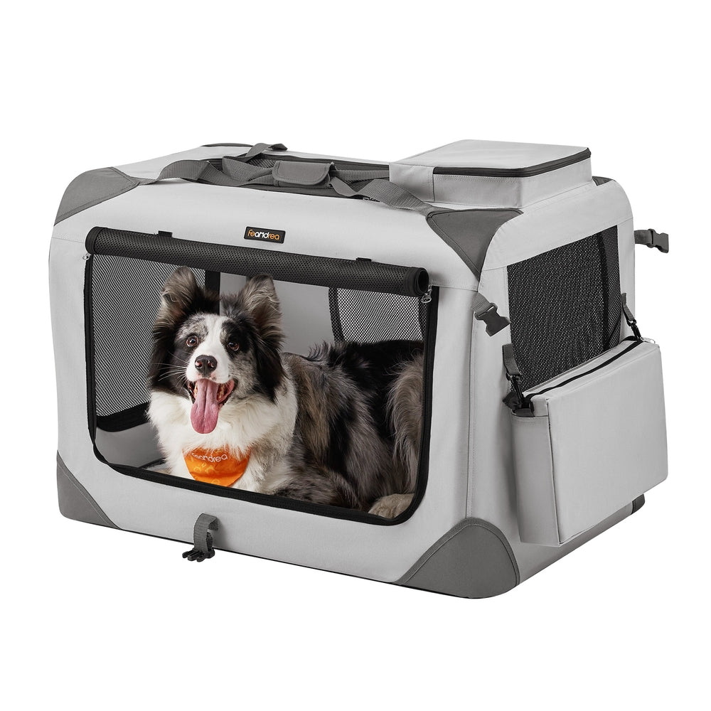 40 Inches Collapsible Soft Dog Crate - Smoke Gray - 32"L x 23"W x 23"H
