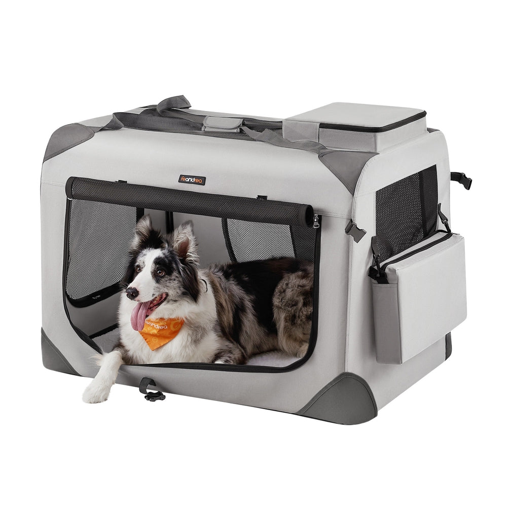 40 Inches Collapsible Soft Dog Crate - Smoke Gray - 36"L x 25"W x 25"H