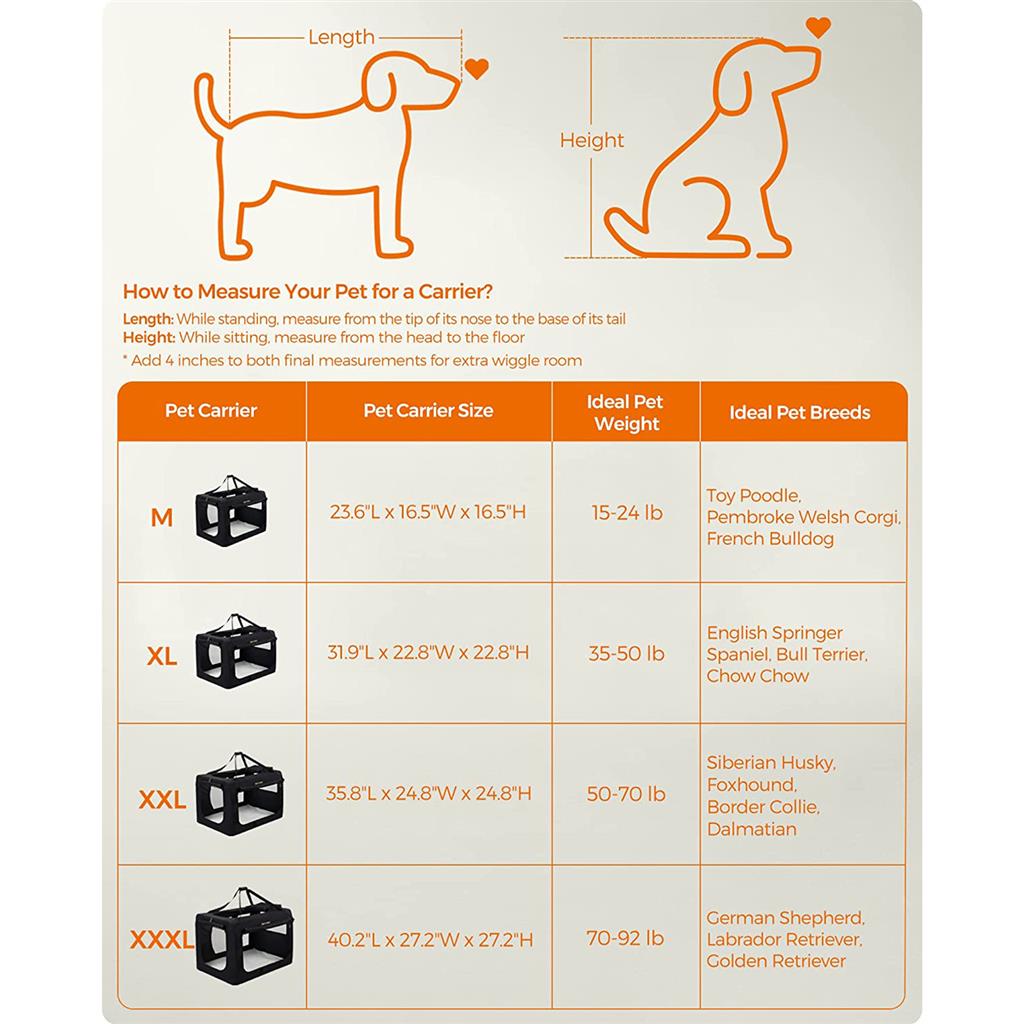 40 Inches Collapsible Soft Dog Crate - Black