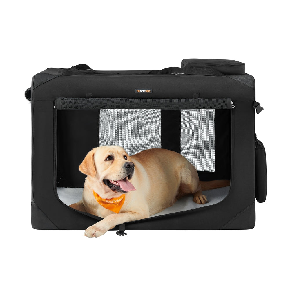 40 Inches Collapsible Soft Dog Crate - Black - 40"L x 27"W x 27"H