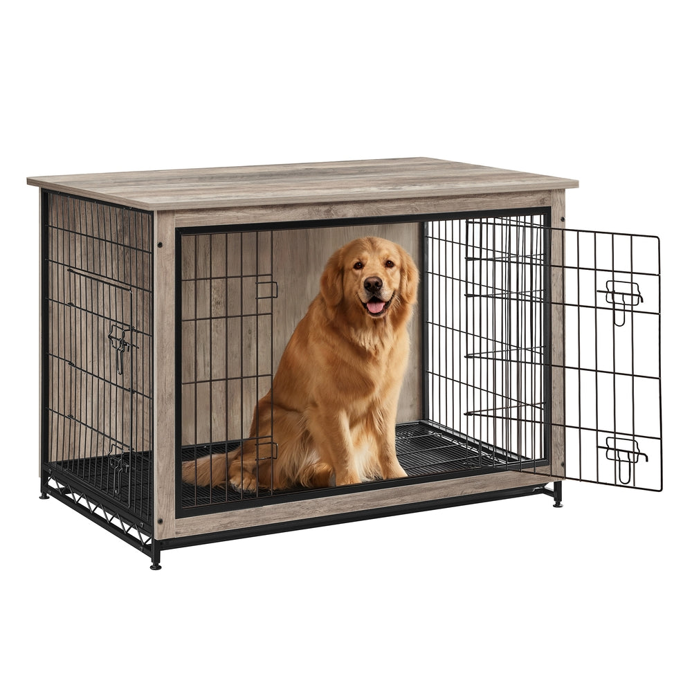 Modern Kennel for Dogs Indoor Up to 30 Lb - Greige - 44.1”L x 29.5”W x 32.3”H